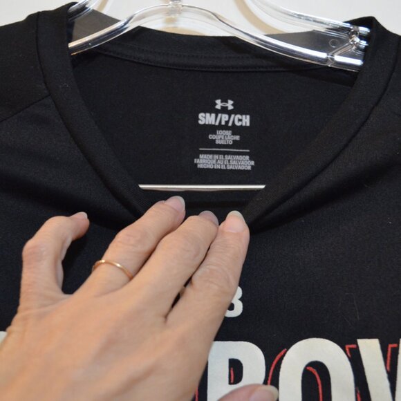 UNDER ARMOUR Polyester Long Sleeves Black Sign 'RoseBall Game 2023' PrintTee SM - Picture 2 of 5